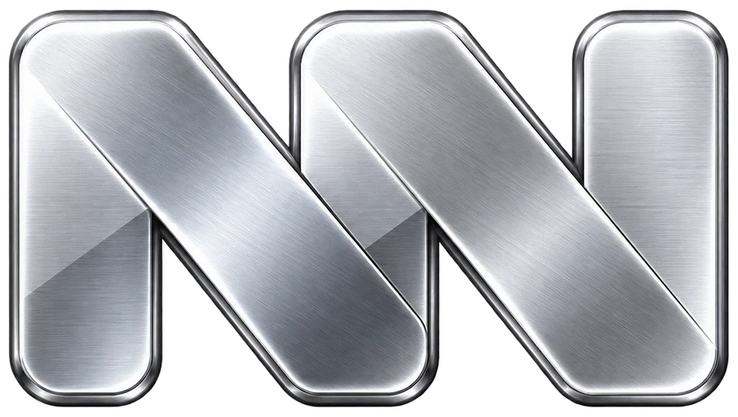Brushed steel logo on graphite car paint