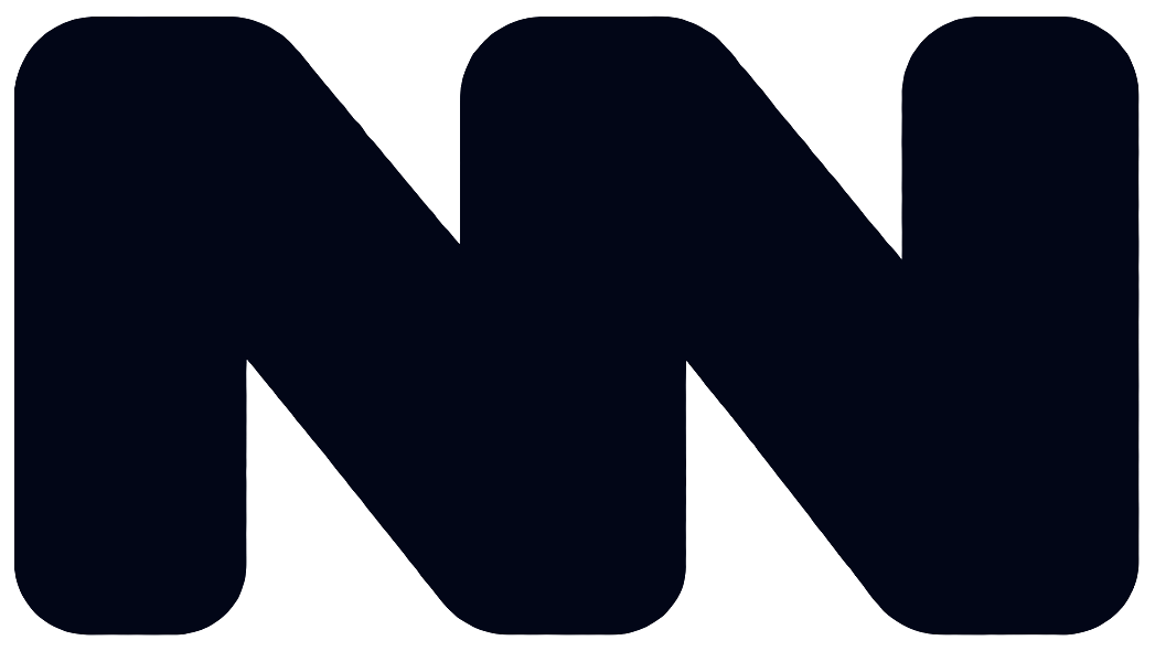 Black logo on a light grey background