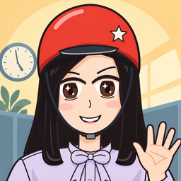 1659: Em về trước nhé! icon: the young woman in the red helmet, waving