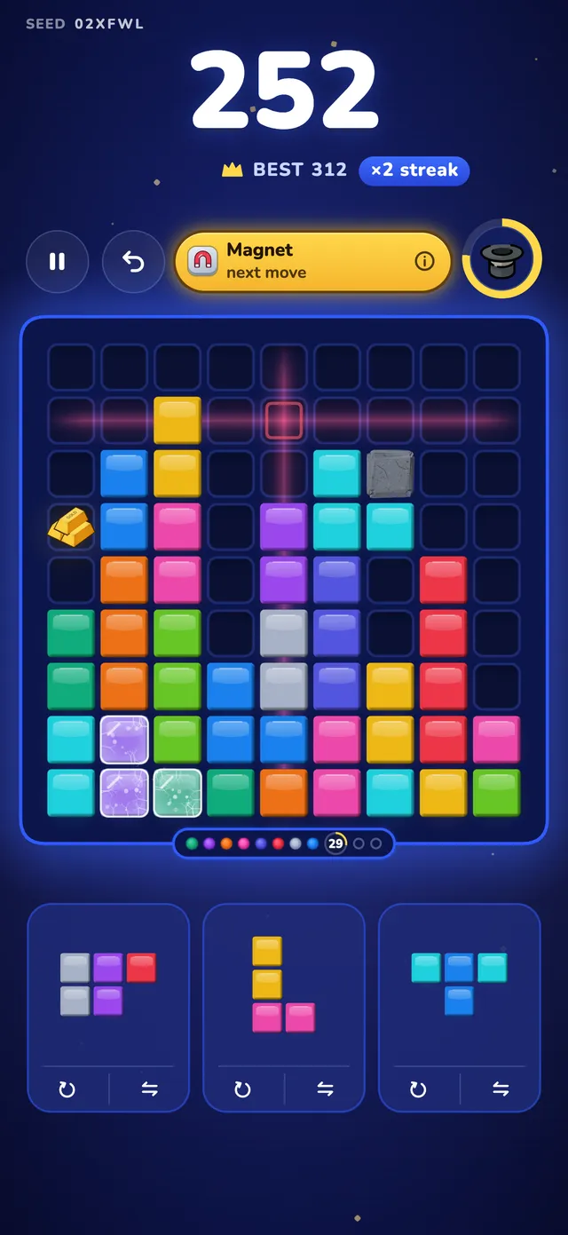 Quadro Pop: the board mid-game