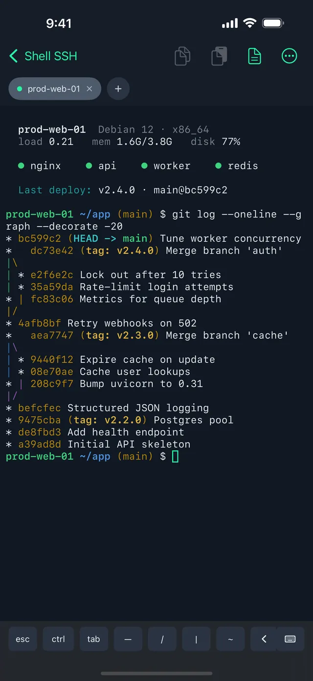 Shell SSH on iPhone