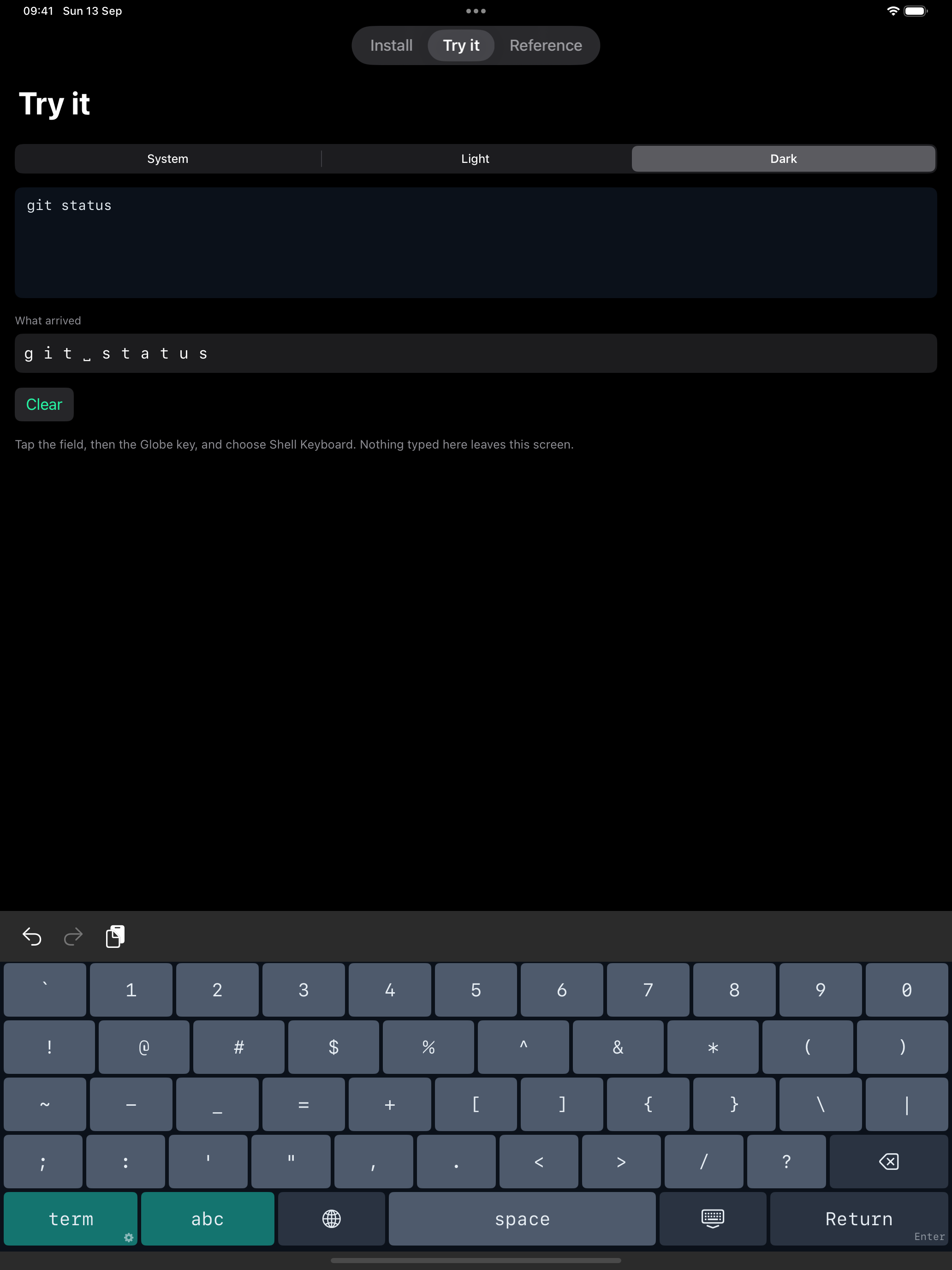 The symbols layer, carrying every printable ASCII punctuation character.